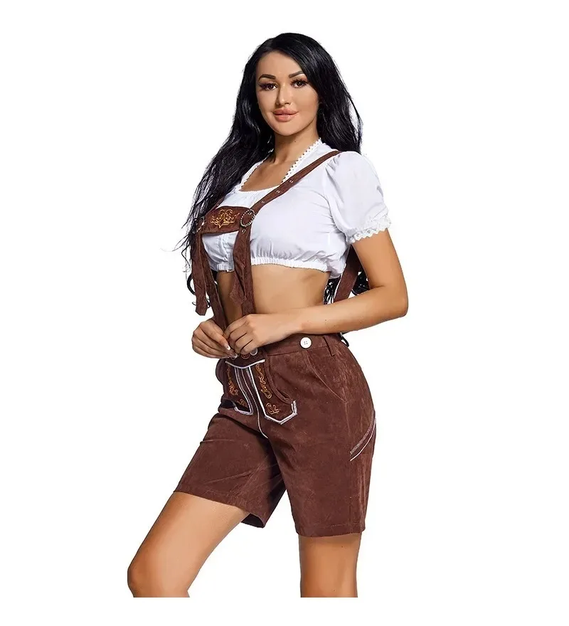 

Women's German Lederhosen Costumes Beer Strap Pants for Bavarian Oktoberfest Halloween Carnival Cosplay