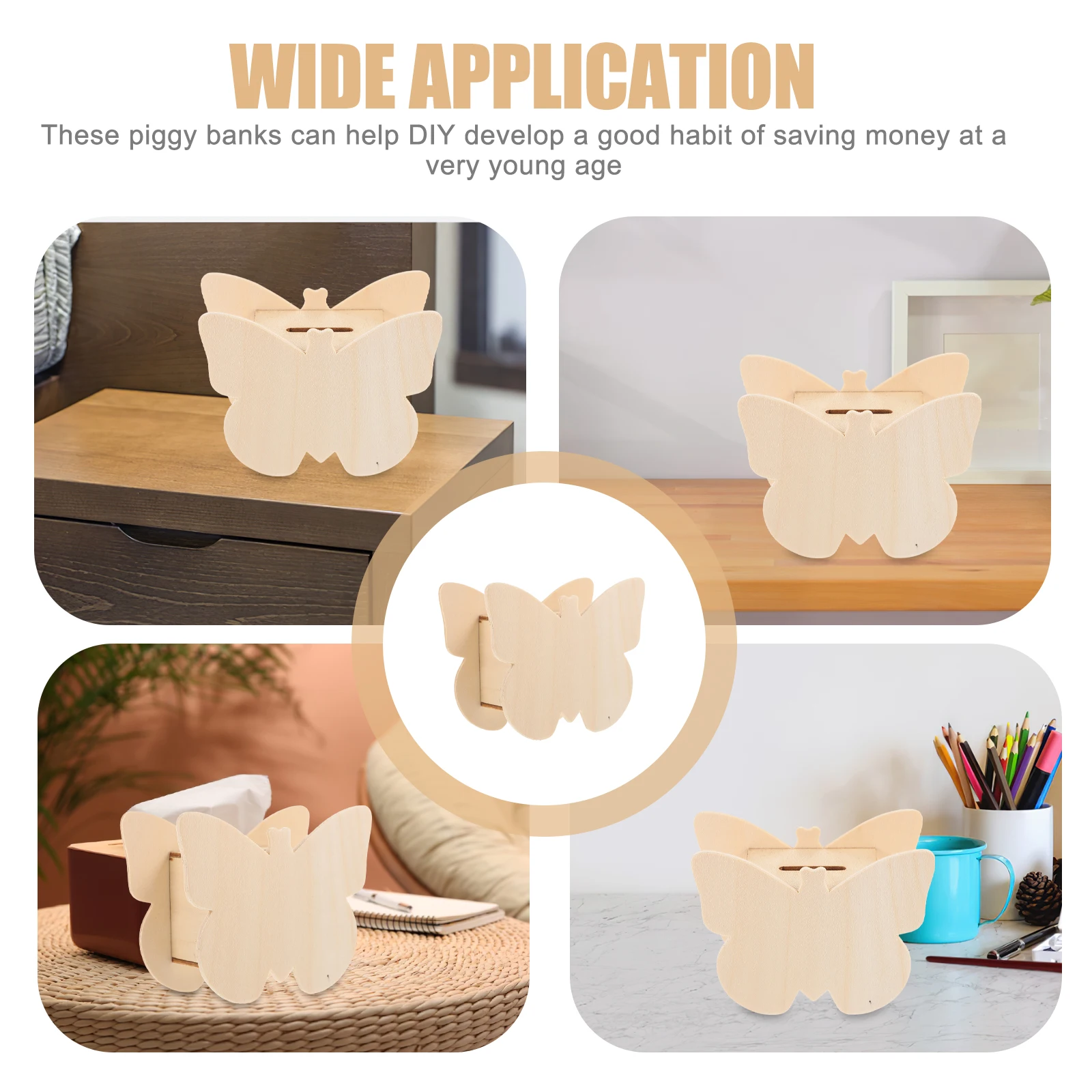 

2Pcs Wooden Piggy Banks Unfinished DIY Coin Banks Cute Money Boxes Desktop Decor Craft Saving Containers DIY Piggy Bank