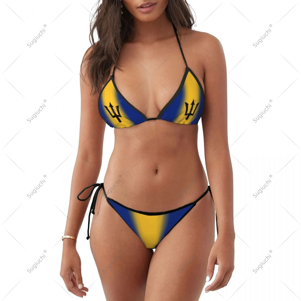 Damen Mädchen Bikini Barbados Flagge Badeanzug-Sets Dreiteilige Strandkleidung Schwimmen Baden Strandparty-Anzüge Sexy Mujer