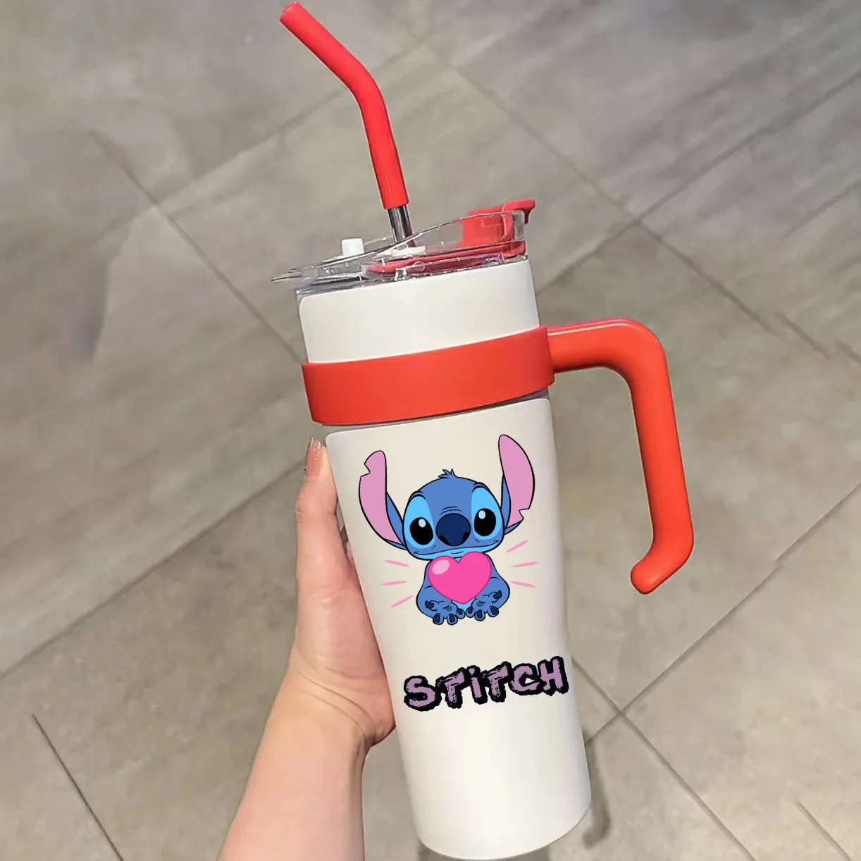 

Miniso Disney Stitch 40oz Insulated Cup Cooling Cup 1200ml Adult Large Capacity Cartoon Portable Car Stainless Steel Ice King Cu