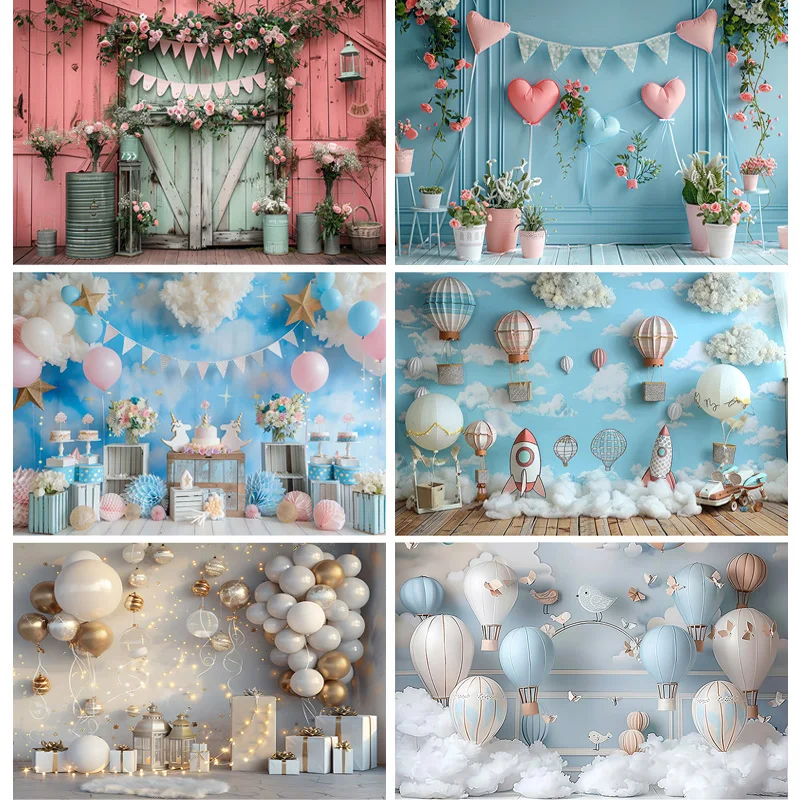 

Happy Birthday Party Photography Backdrop Baby Shower Newborn Portrait Colorful Balloon Arch Decor Photo Studio Background AR-16