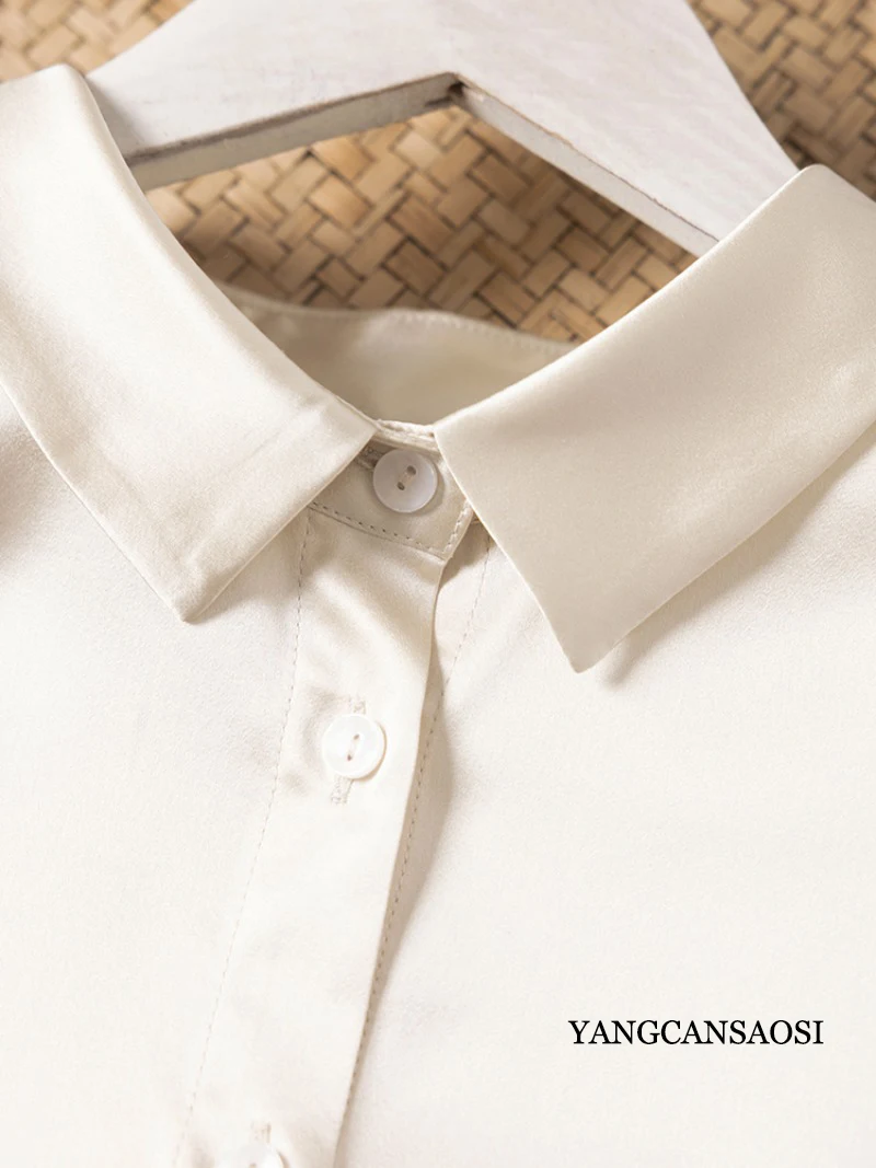 2026 أوائل الربيع جديد عصري مزاجه الأساسية تنوعا 92.8% الحرير التوت الطبيعي مطاطا الساتان ركاب قميص نسائي