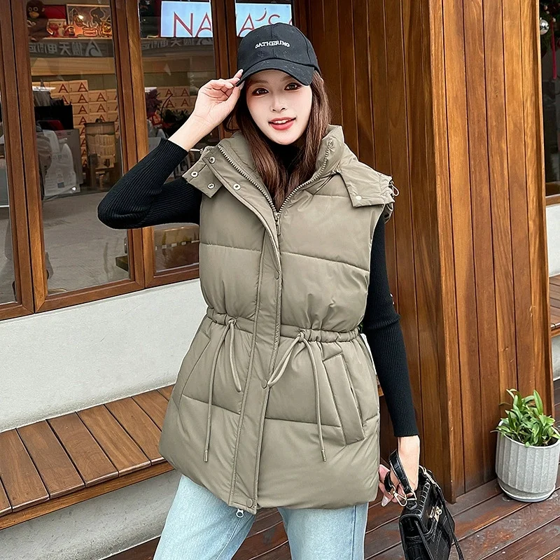 2025 Winter Sleeveless Jacket Female Hooded Down Vest Coat New Duck Down Puffer Waistcoat Ultra Light Winderproof Outwear