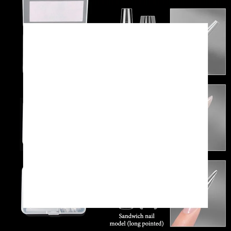 샌드위치 듀얼 네일 폼 60개 15사이즈 빠른 연장-듀얼 폼 T자형 타원형 매니큐어 폼 탑 몰드 바텀 몰드 3D