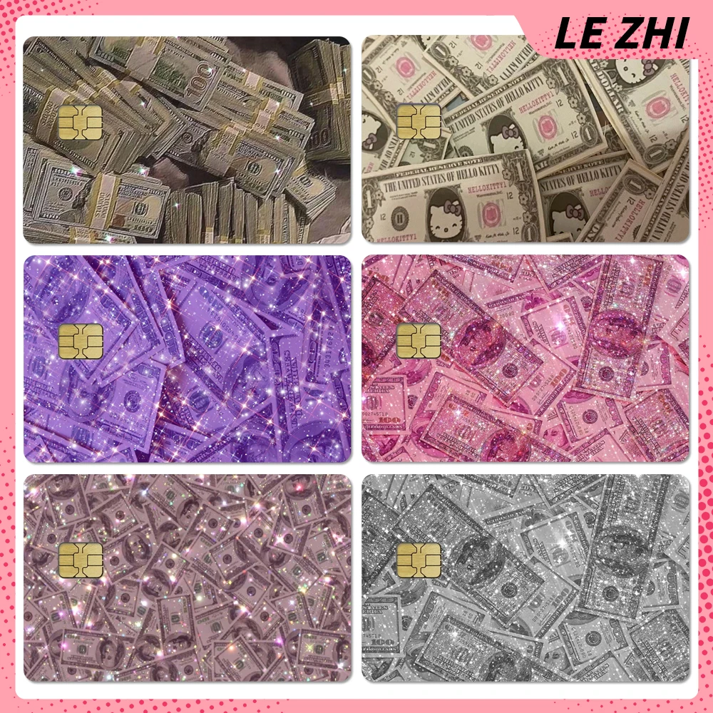 

Glitter Money Series Pvc Film Skin Cover Sticker Sanrio Hello Kitty Waterproof Small Chip Debit Credit Card Protective Sticker