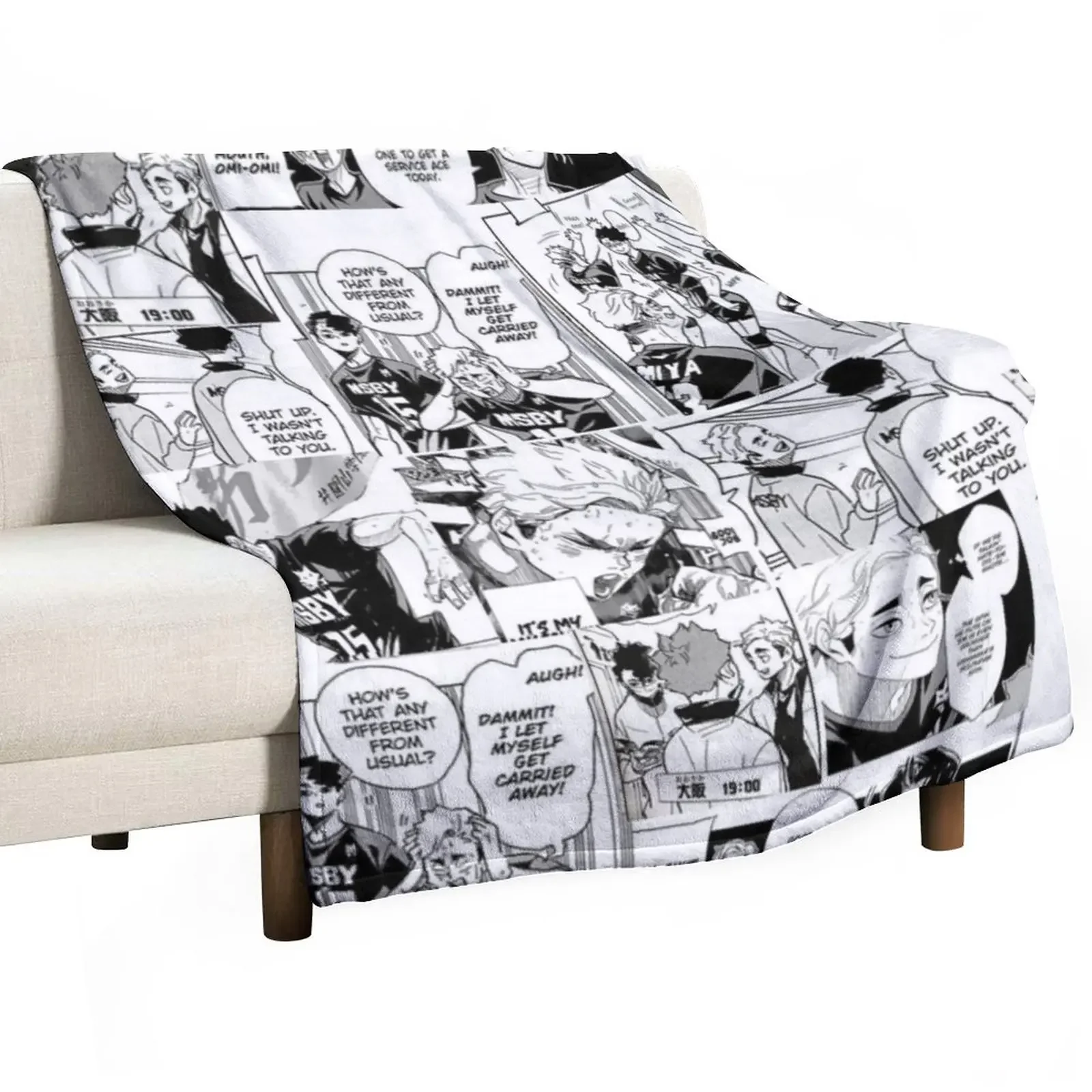 

Sakuatsu (Atsumu and Sakusa) Timeskip Manga Pannels Throw Blanket Sofa Decorative Sofas Blankets