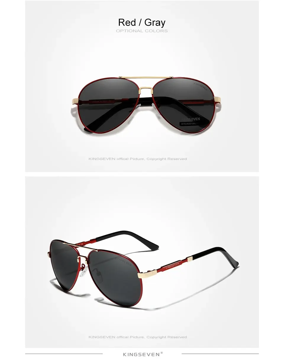KINGSEVEN Mode Pilot Sonnenbrille Männer Polarisierte Fahren Pilot Anti-reflexion Gläser UV400 Objektiv Männlich Weiblich Kausalen Brillen – Detail 9