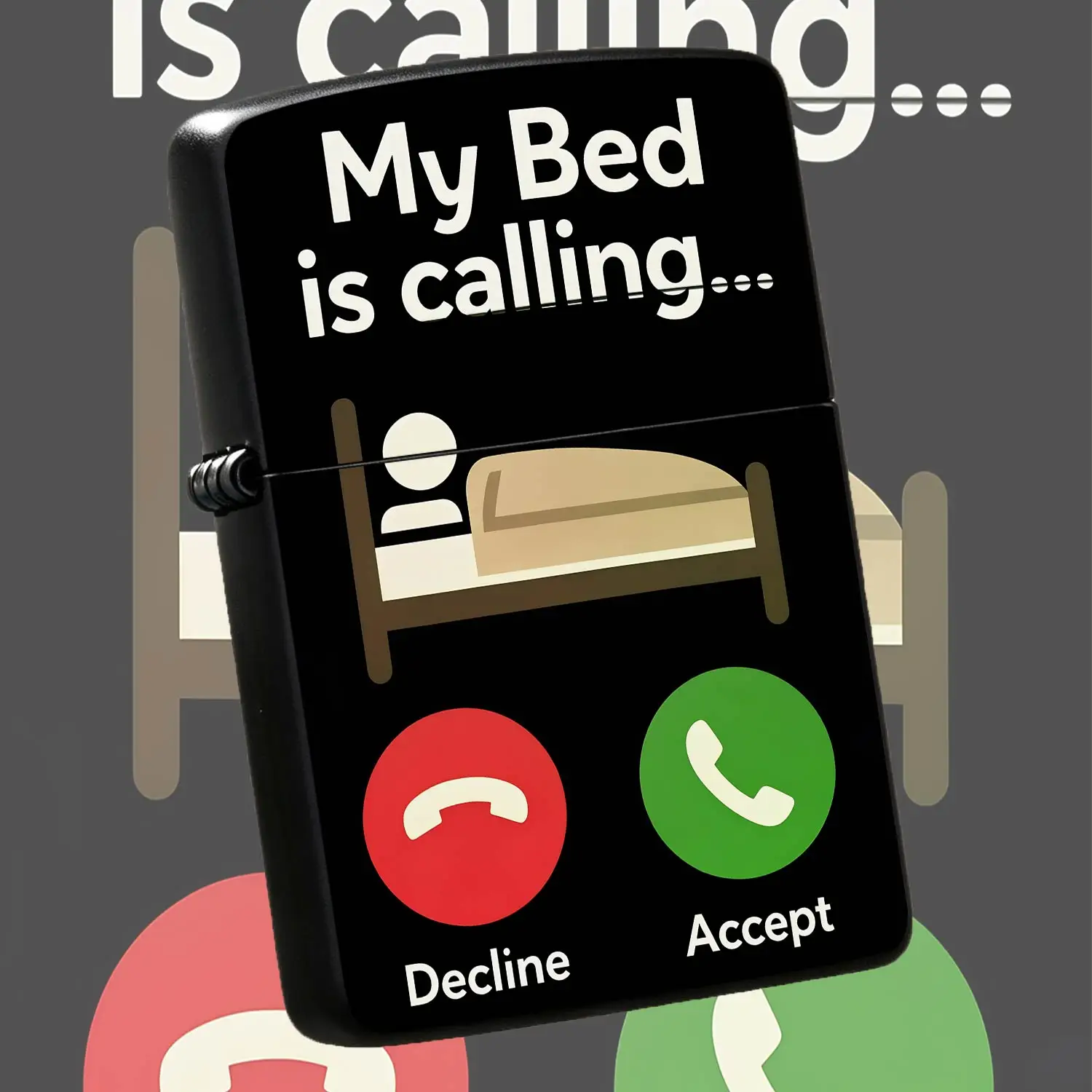 Funny My Bed Is Calling Print Lighter Creative Incoming Call Style Portable Igniter Daily Carry Lightweight Accessory Practical Multi-scene Use for Camping Home Outdoor Unique Interesting Gift for Friends A Humorous And Interesting Lighter