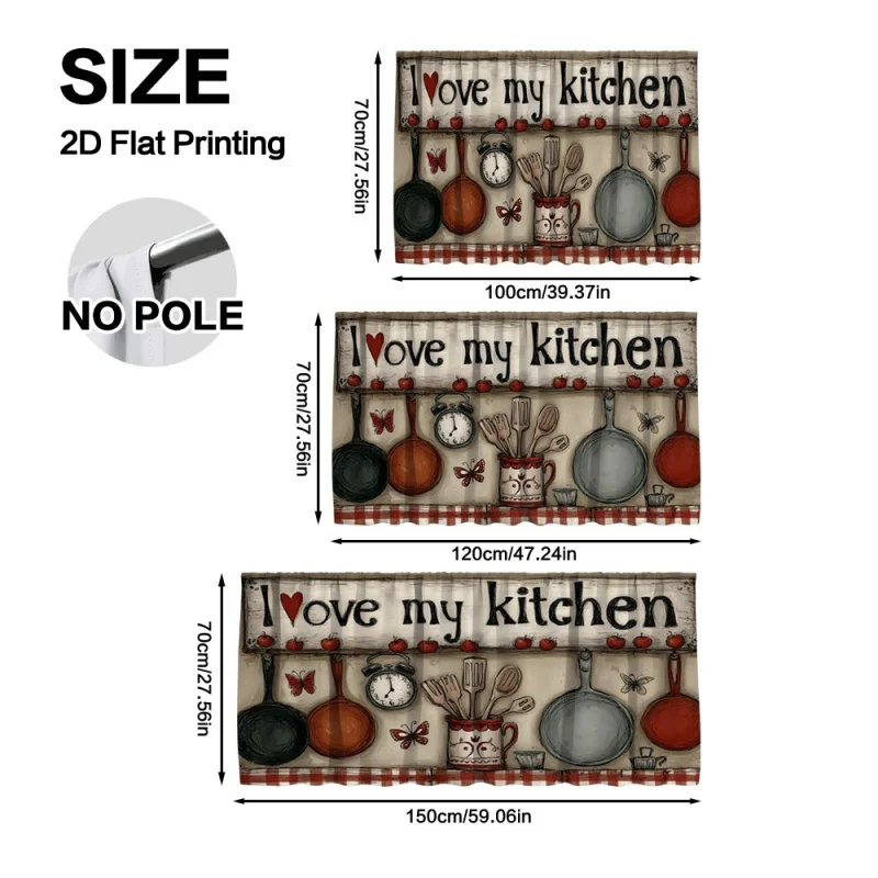 

VIKAMA Kitchen Still Life Curtain Bohemian Minimalist Decorative Curtain For Cabinet Bedroom Home Office Bathroom Window Decorat