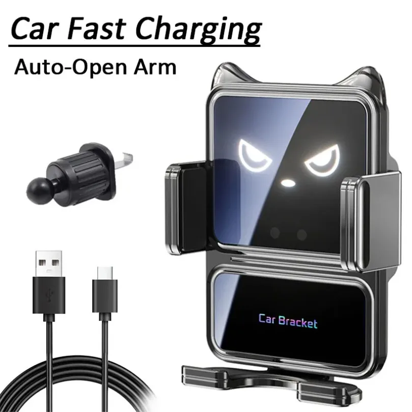 Car Wireless Charger Phone Mount Infrared Sensing Auto Open Fast Charging Station For iPhone 17-12 Pro Max Samsung Xiaomi