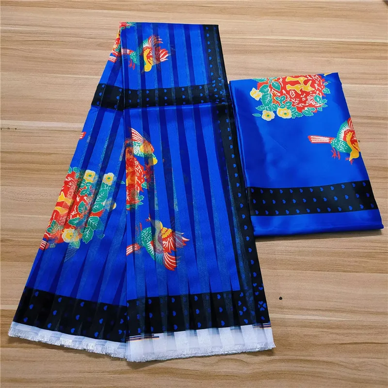 

Атласная шелковая ткань в африканском стиле, органза, 3+3 ярда, для женских платьев, хит продаж, шелковый материал L121306