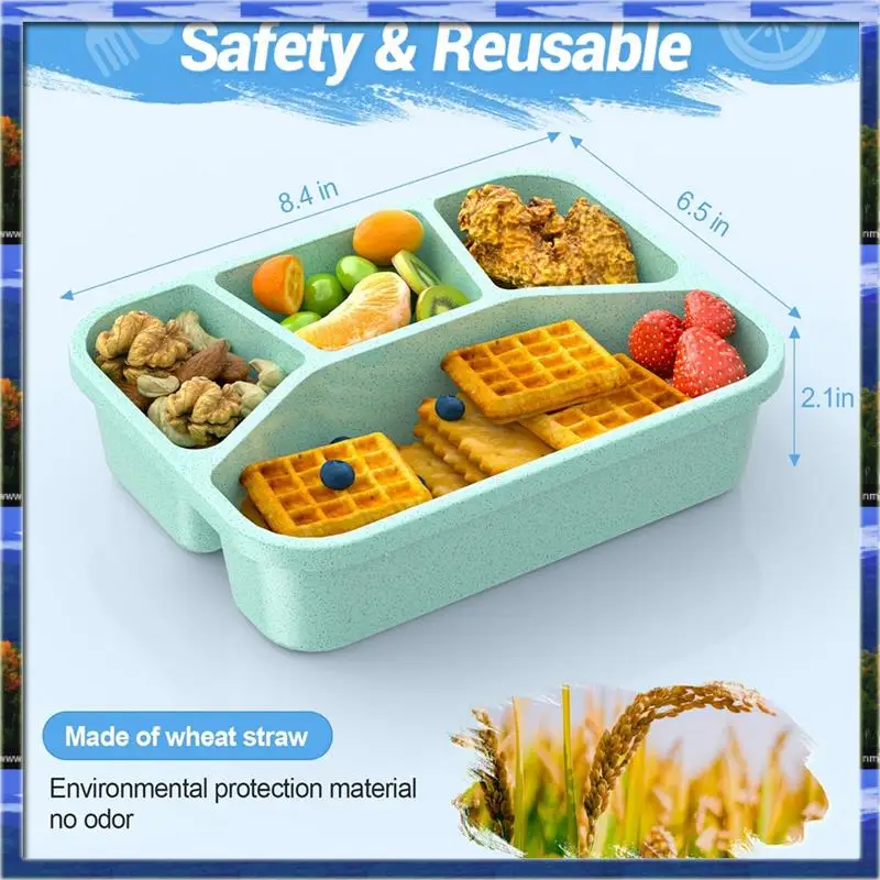 ランチボックス弁当箱子供用ランチボックス食品保存容器4コンパートメントミールプレップコンテナ透明カバー付きas59-