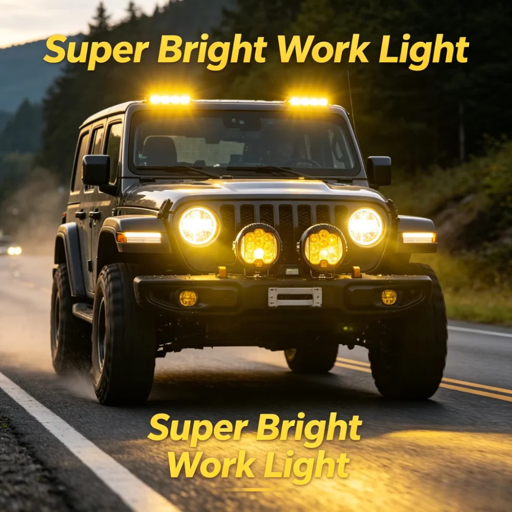 3-inch Three-Sided LED Ultra-Bright Off-Road Round Work Light for Jeep Wrangler Headlights (Front Bumper Inspection Light)