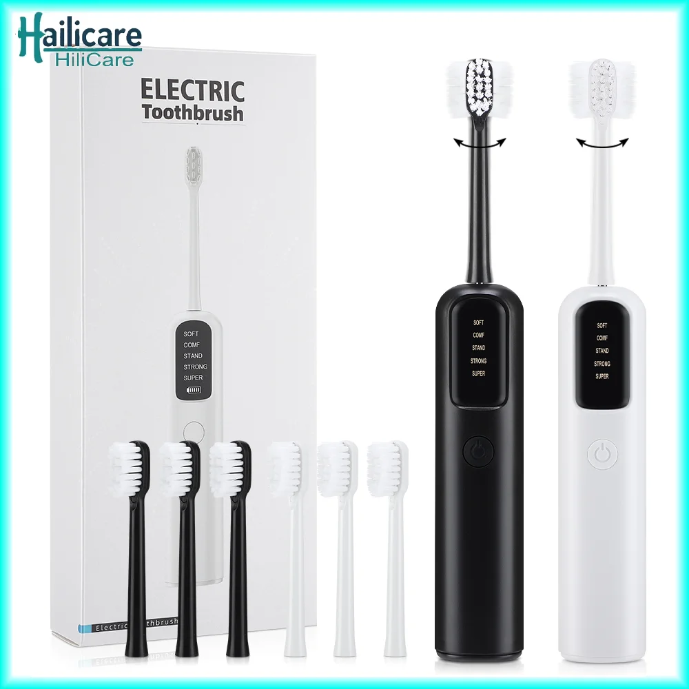 

Smart Rotating Electric Toothbrush With Timer 5 Modes Rotary Cleaning Toothbrush with Replacement Brush Heads Rechargeable