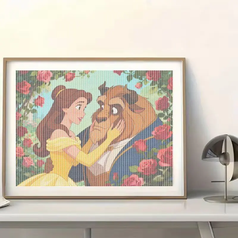 1 шт., комплект алмазной живописи «Принцесса Диснея Белль и чудовище» 5D «сделай сам», романтическая сказочная пара, кристаллы и стразы, вышивка