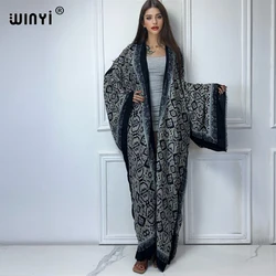 WINYI kimono Bohemia kardigan z nadrukiem abaya dubaj luksusowe eleganckie stroje plażowe dla kobiet seksowna bawełniana sukienka kaftan