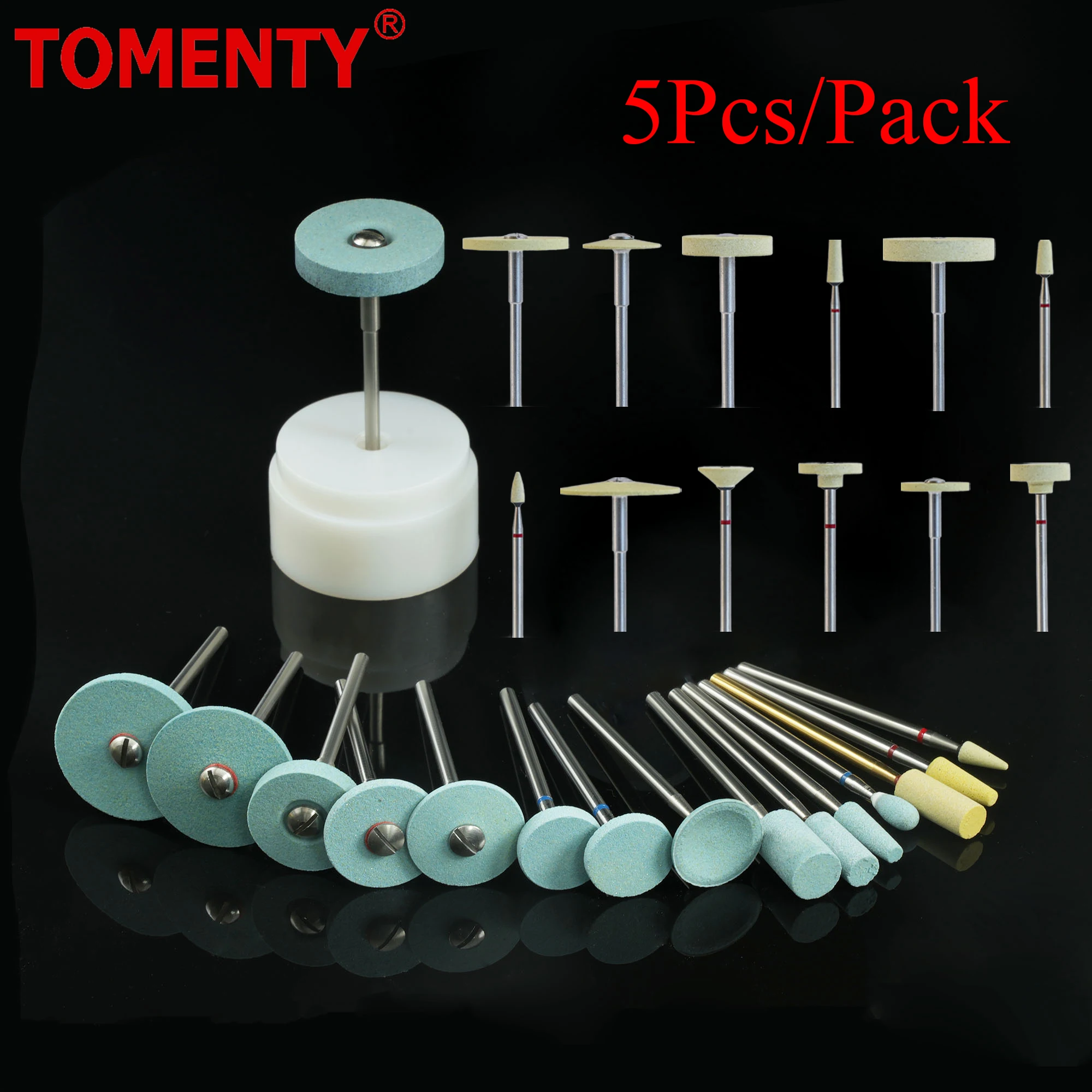 

5Pcs Dental Polisher Ceramic Diamond Grinding Head Stone Zirconia Ceramics Crowns Grinder Quick Polish Burs Lab Grinding Tool
