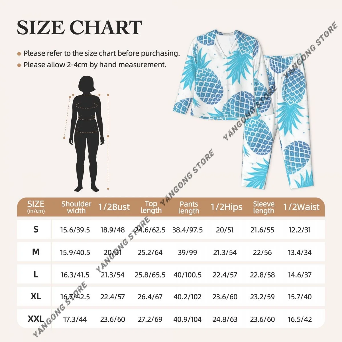 طقم بيجامات نسائية كلاسيكية على شكل أناناس مكون من قطعتين ملابس نوم بأزرار سفلية وأكمام طويلة #6