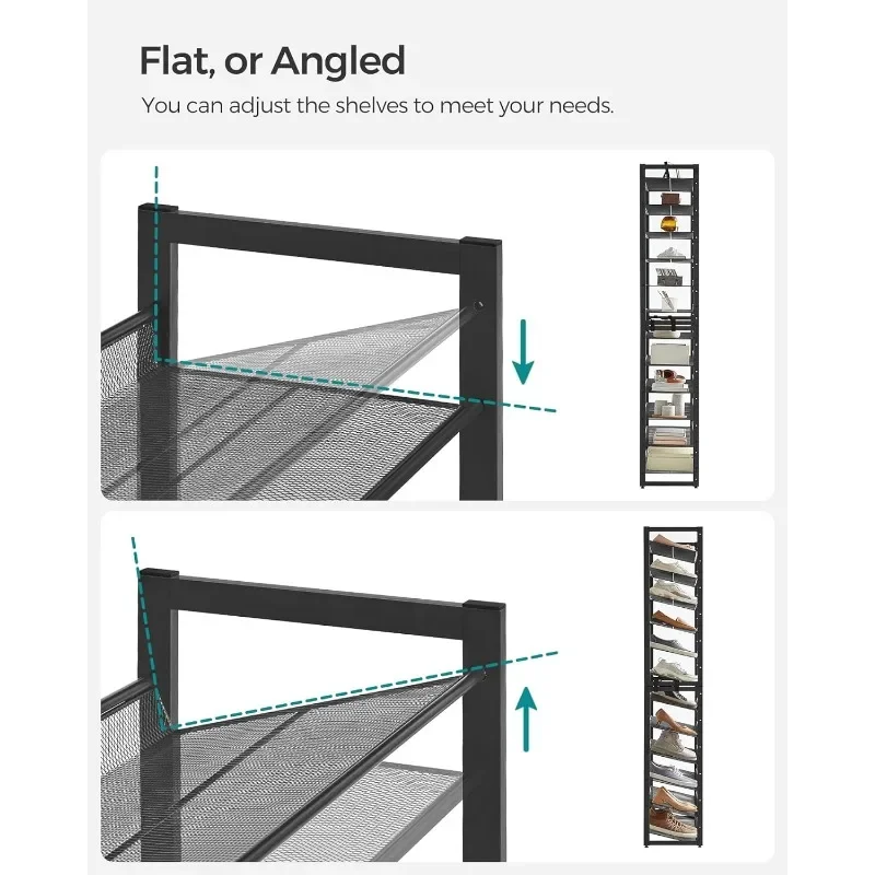ชั้นวางรองเท้าที่แขวนรองเท้าเหล็กสูง12ชั้นสำหรับตู้เสื้อผ้าออแกไนเซอร์จัดเก็บทางเข้าโรงรถชุด2 6ชั้นชั้นวางรองเท้าวางซ้อนกันได้ขนาดใหญ่