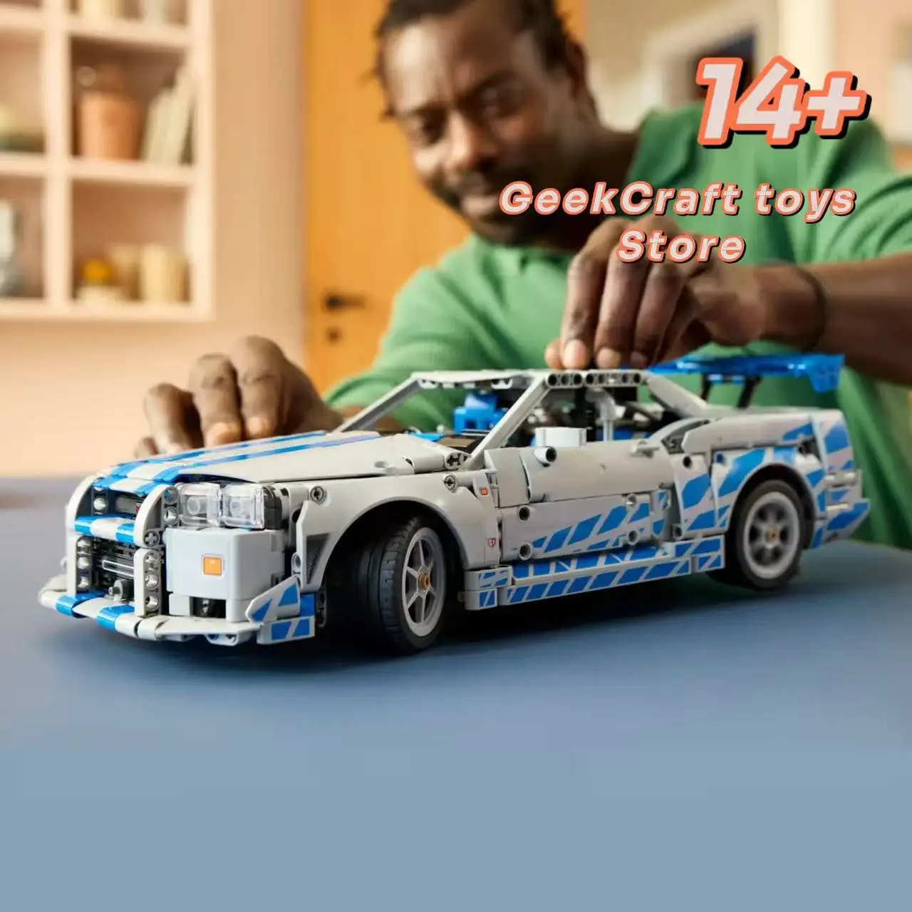 Disney DIY 42210 'Dieu de la Guerre' GT-R34 ensemble mécanique de voiture de sport, cadeau d'anniversaire, cadeau de noël, cadeau d'halloween