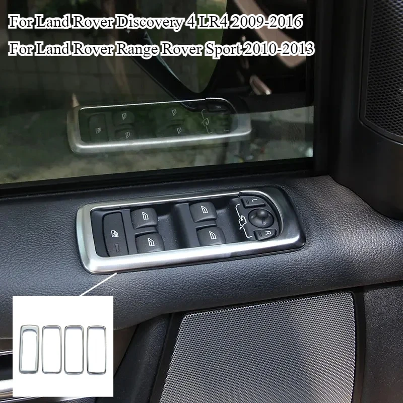 

ABS Silver For Land Rover Range Rover Sport 10-13 Discovery 4 LR4 09-16 Car Window Lift Button Frame Cover Trim Car Accessories
