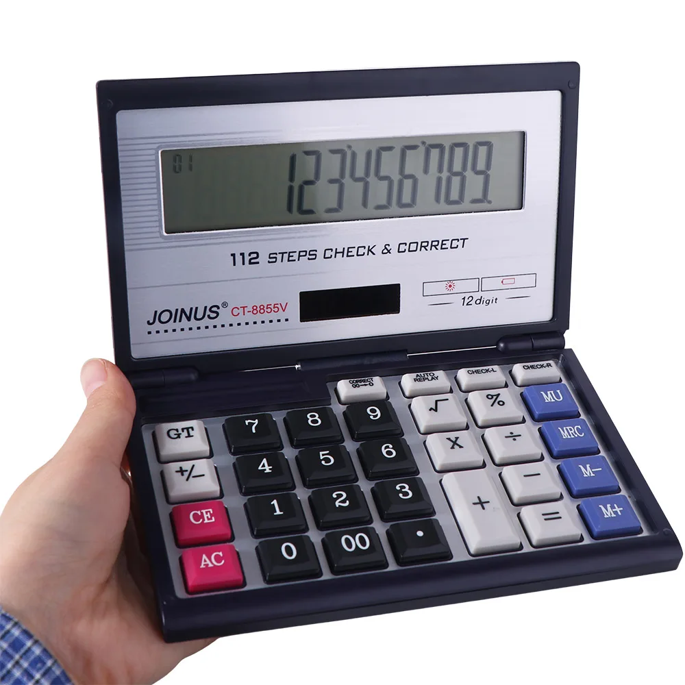 Foldable Folding Flip Calculator 12 Digits Portable Solar Calculator Large Screen Multifunctional Financial Office Calculator