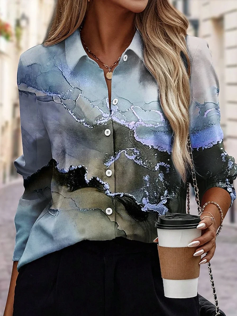 New Women's Loose Shirt 3D Color Tassel Print Long Sleeve Casual Elegant Daily 2024 Spring and Autumn Top