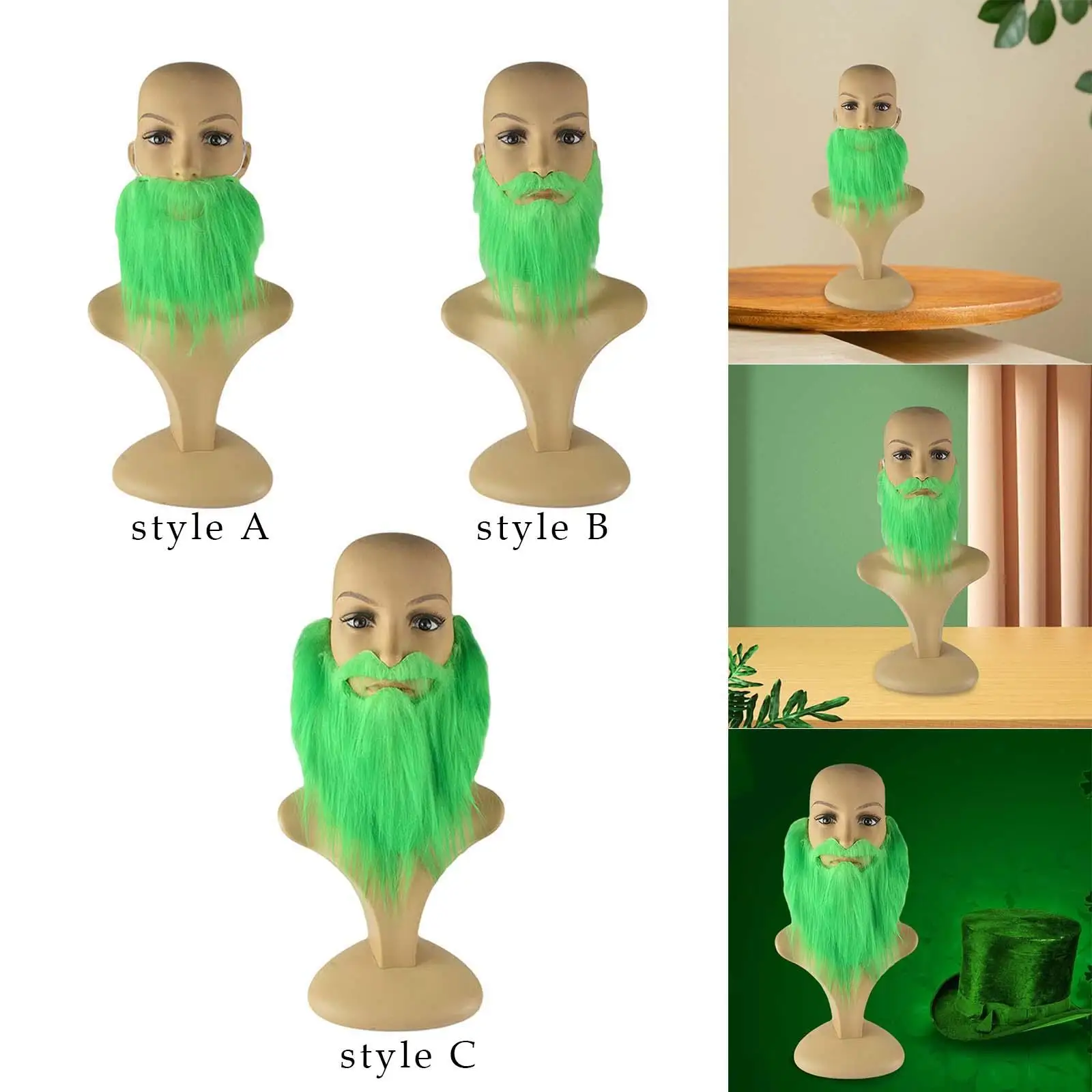 Accesorios de disfraz de bigote y barba de Patricks falsos, accesorios para trajes, vestido elegante