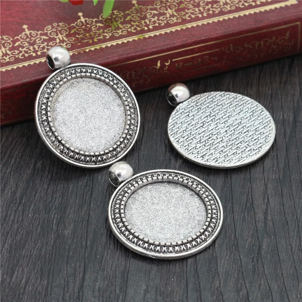 العتيقة الفضة مطلي البرونزية Charms قلادة ، النمط الكلاسيكي كابوشون قاعدة الإعداد ، 20 مللي متر الحجم الداخلي ، 10 قطعة #2