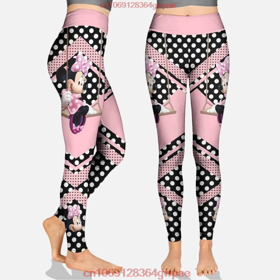 Disney Minnie Mouse gilet vuoto da donna + Leggings da donna tuta da Yoga Leggings Fitness tuta sportiva Disney canotta Legging Set