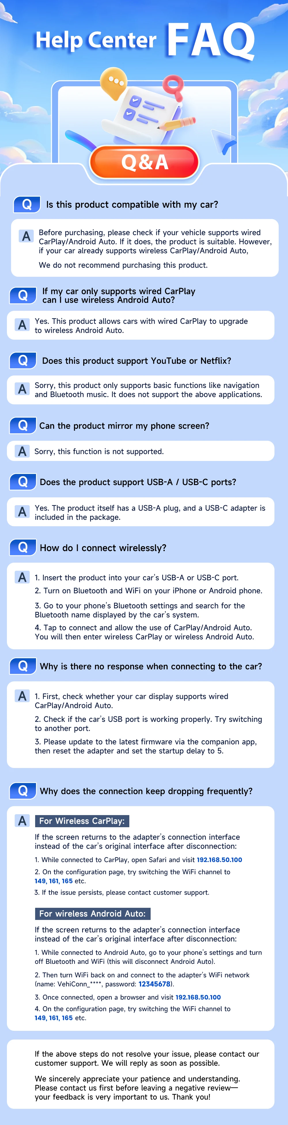 CarlinKit 5.0 Mini Ultra Wireless Adapter Wireless CarPlay Android Auto For OEM Car Plug and Play WiFi Bluetooth Auto Connection
