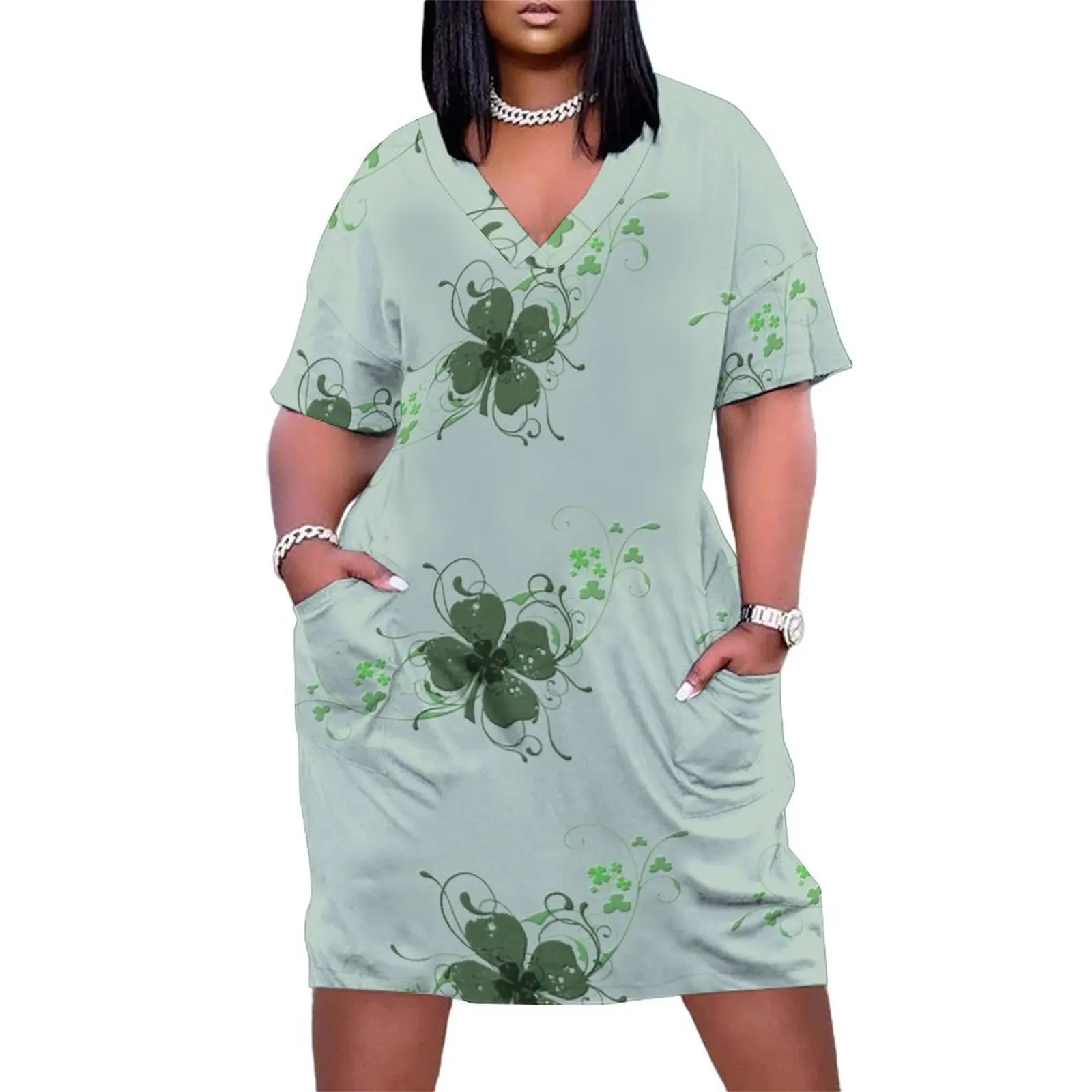 Elegant Shamrock Loose Pocket Dress dress for women summer dress womens 2025