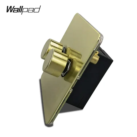 Wallpad H6 2-gångs 2-vägs dubbel LED-dimmer tryck på/av borstad satin guld rostfritt stål panel metallknapp 10 best sales 2-gängsbrytare - №5