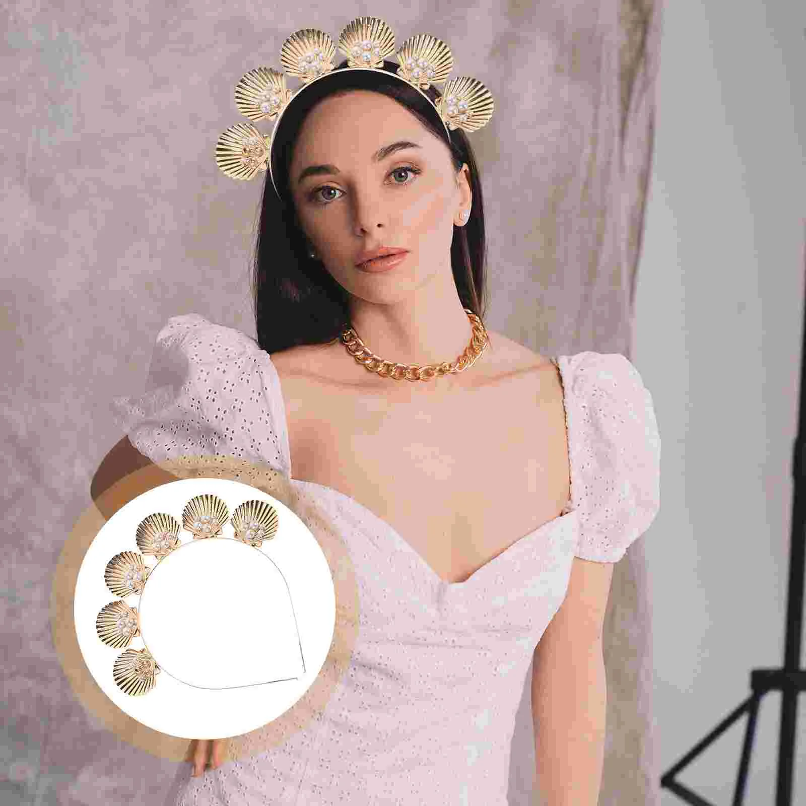 Alloy Headband Women Seashell Hairband Non-slip Bands Fashion Hoop Headbands for Women's