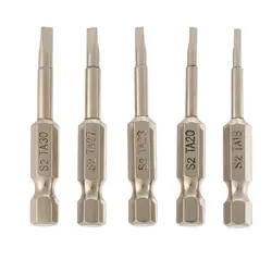5PCS S2 Steel Magnetic Triangle Head Screwdriver Bits 50mm 1/4 Hex Shank Nozzle Pneumatic Screwdriver Electric Head