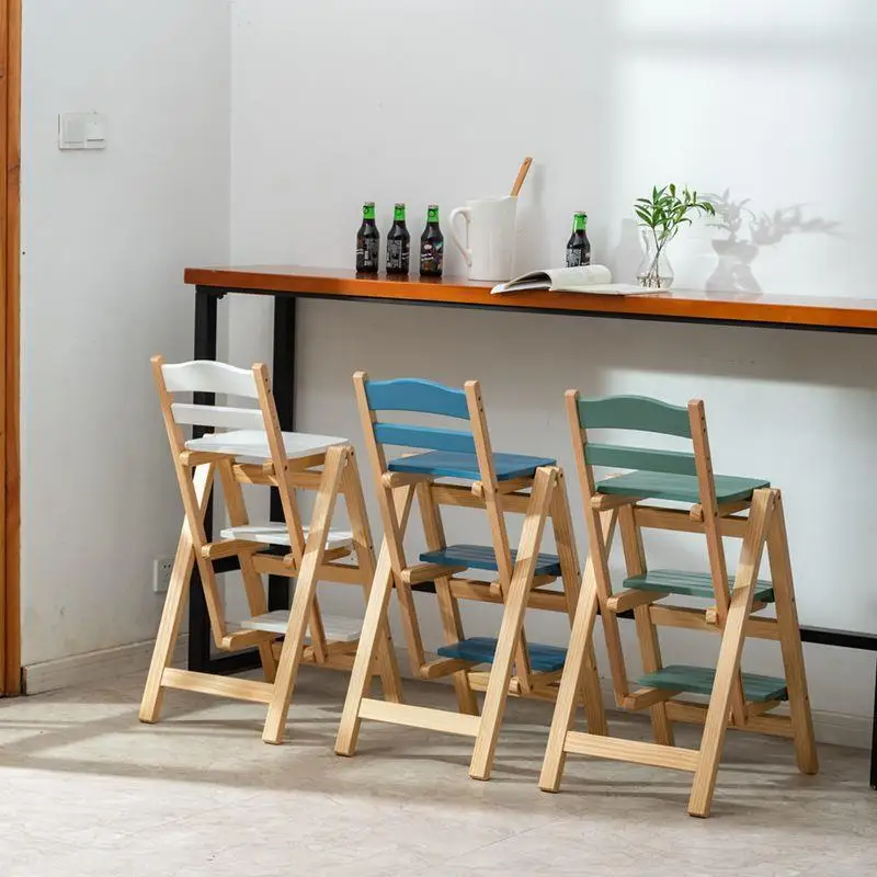 

Solid wood installation-free thickened folding bar chair, household chair, multi-functional front desk high chair