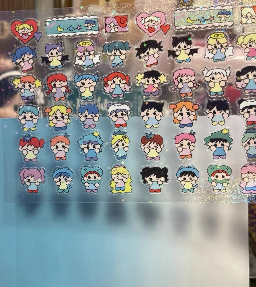 Cartoon cute girls and boys design decorative dairy sticker