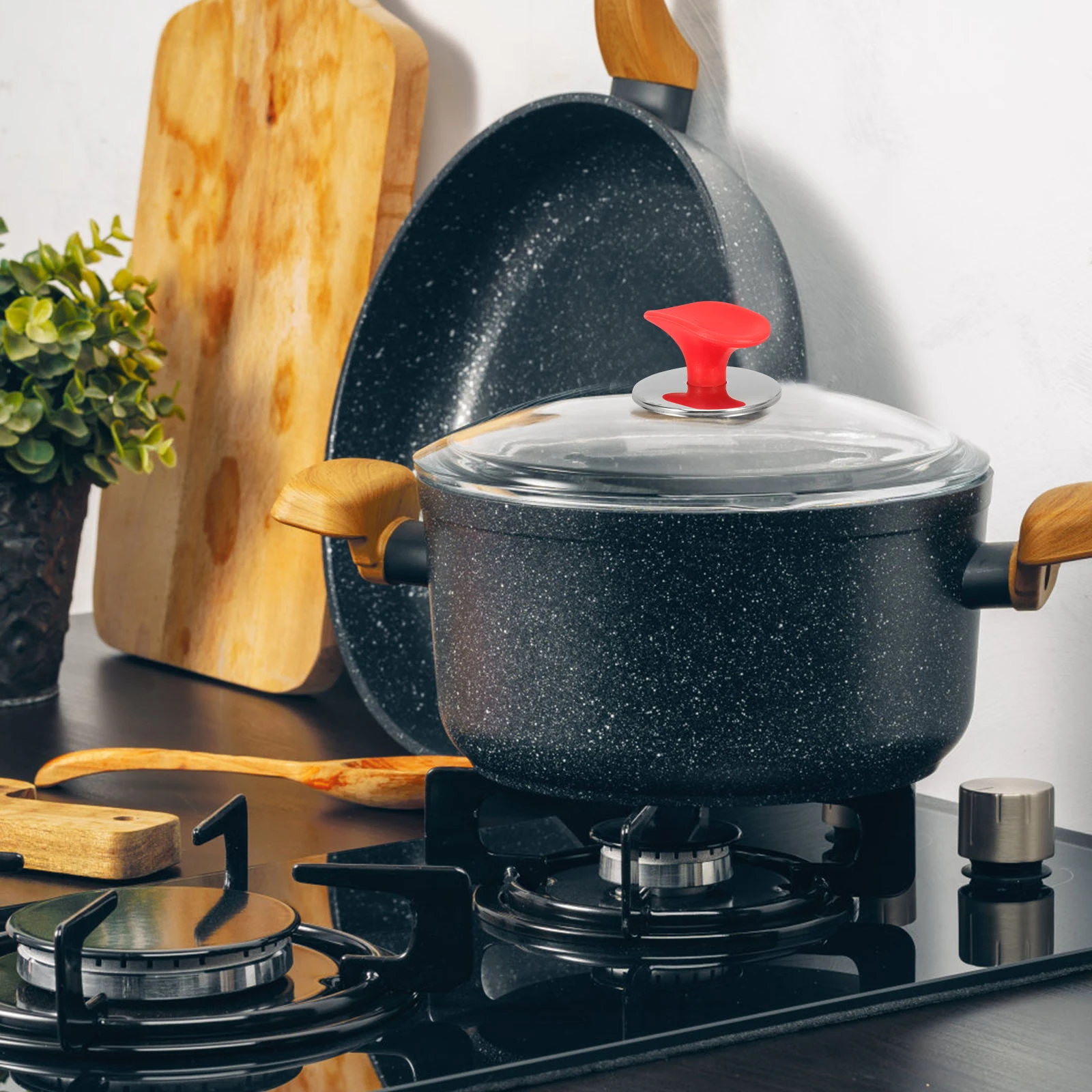 

2 Pcs Heat Resistant Pot Lid Knob Handle Covers Pan Holding Handles Replacement Knobs Red Anti-scalding Cap Universal