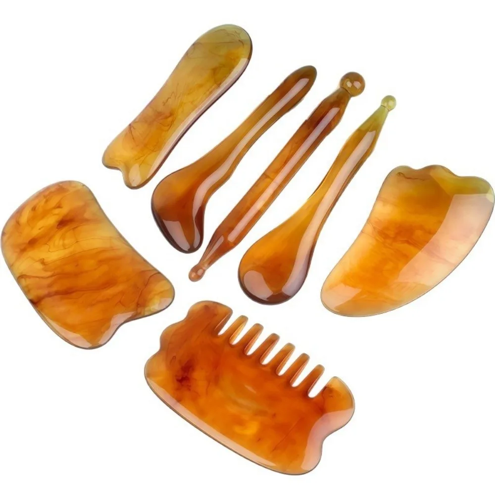 1/7Pcs New Resin GuaSha Scraping Tool Scraper Design Relaxation Gua Sha Board Anti-Aging Facial Massage Tool Beauty Tools