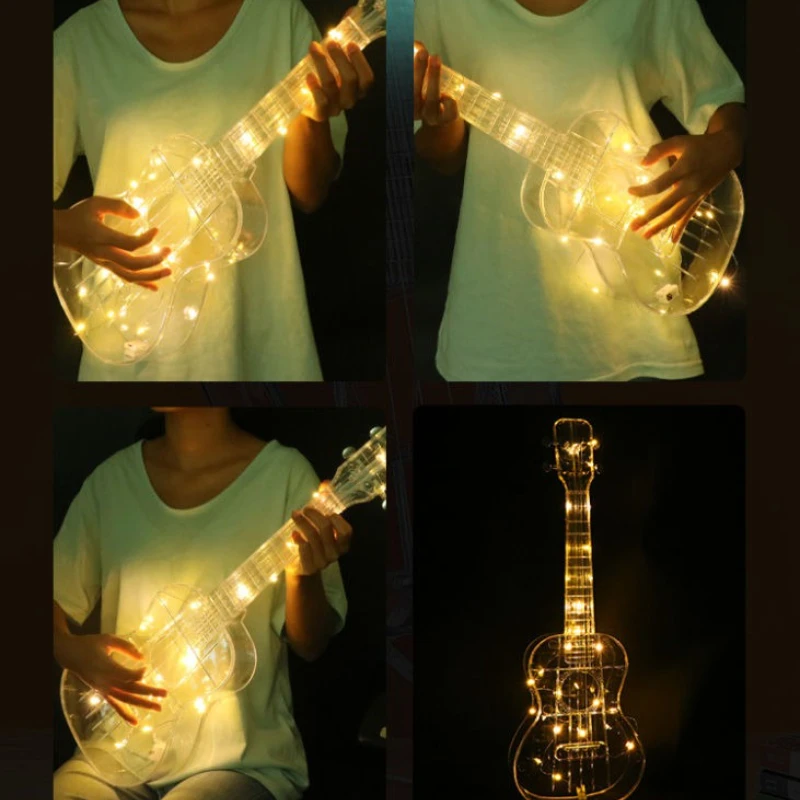 Crystal Transparent Ukulele Beginners' Introduction To 21-23 Inch Colored Lighted Small Guitars Accompanying Stringed Instrument