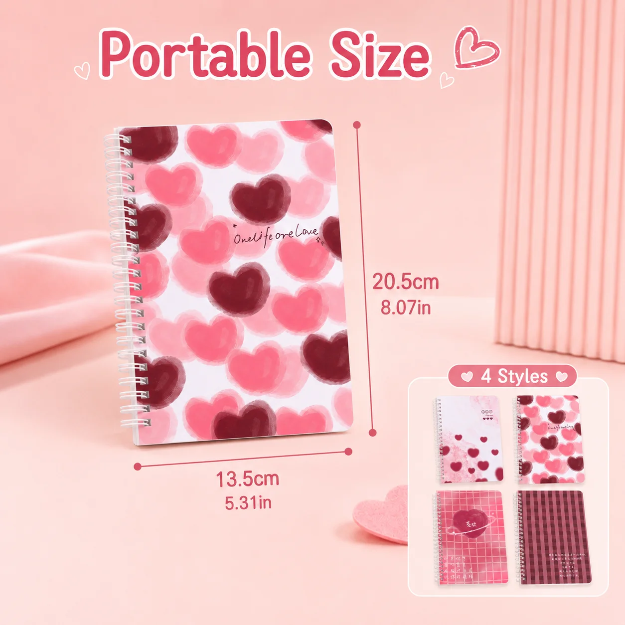 4pcs Cute Heart-patterned Portable Notebooks, Stylish Notebooks For Students, A Must-have For Studying And Office Use DIY Gift