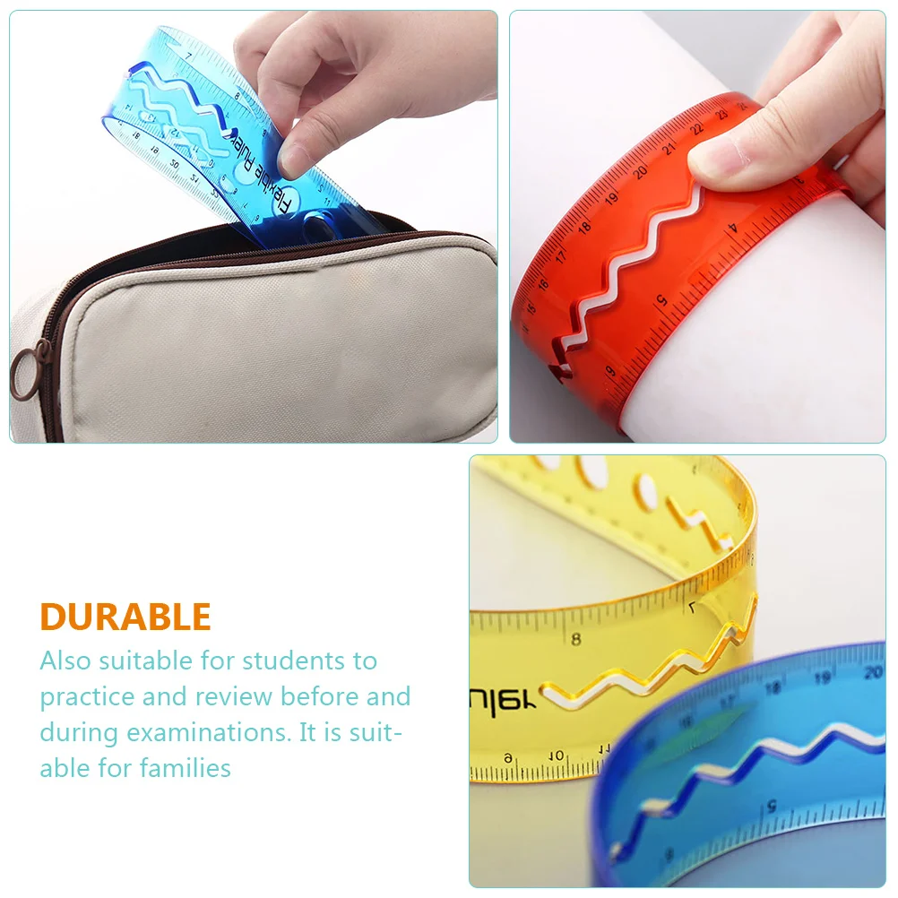4 Pcs Bendable Ruler Students Supply Wear-resistant Kids Accessory Measure Convenient Household