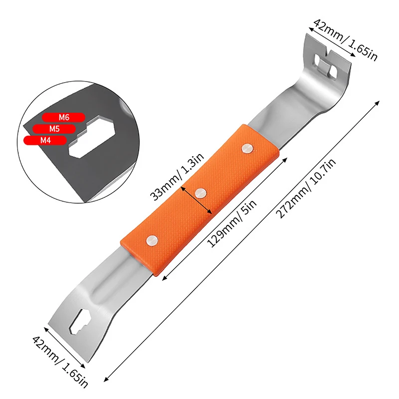 プライバーステンレス鋼ナットバール M4-M6 六角ソケットとレンチアングルヘッド釘抜き用こじ上げリフティング引っ張り