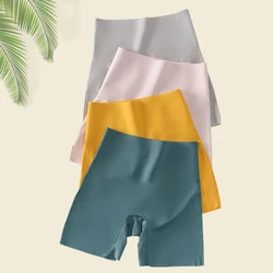 Pantalones cortos sin costuras para mujer, pantalones de seguridad, bragas Boxer de seda helada de cintura alta, falda antifricción, pantalones cortos de talla grande M-XXL