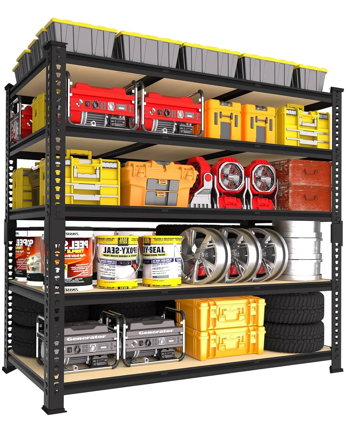 

Регулируемые сверхпрочные стеллажи для гаража 122 см (Ш) x 61 см (Г) x 183 см (В), 5-ярусный промышленный металлический стеллаж для индивидуальной организации хранения