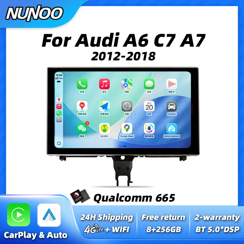 9-Zoll Android 14 Wireless Carplay Android Auto für Audi A6 C7 A7 2012-2018 Autoradio Multimedia-Player GPS Touchscreen Stereo