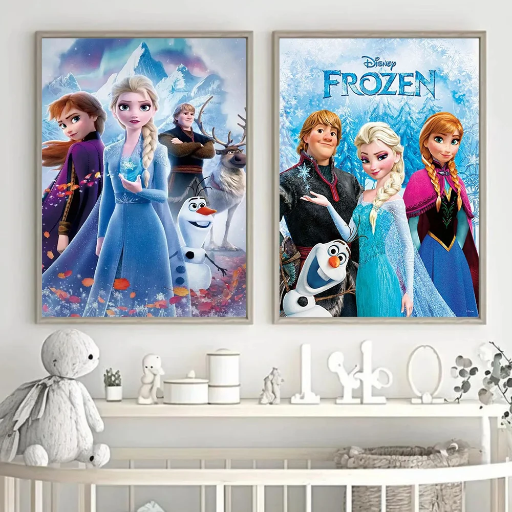 5D Diamond Painting Cartoon Ice Princess Ice Sisters Elsa Anna Full DIY Hand Mosaic Embroidery Modern Wall Kids Home Decor Gifts