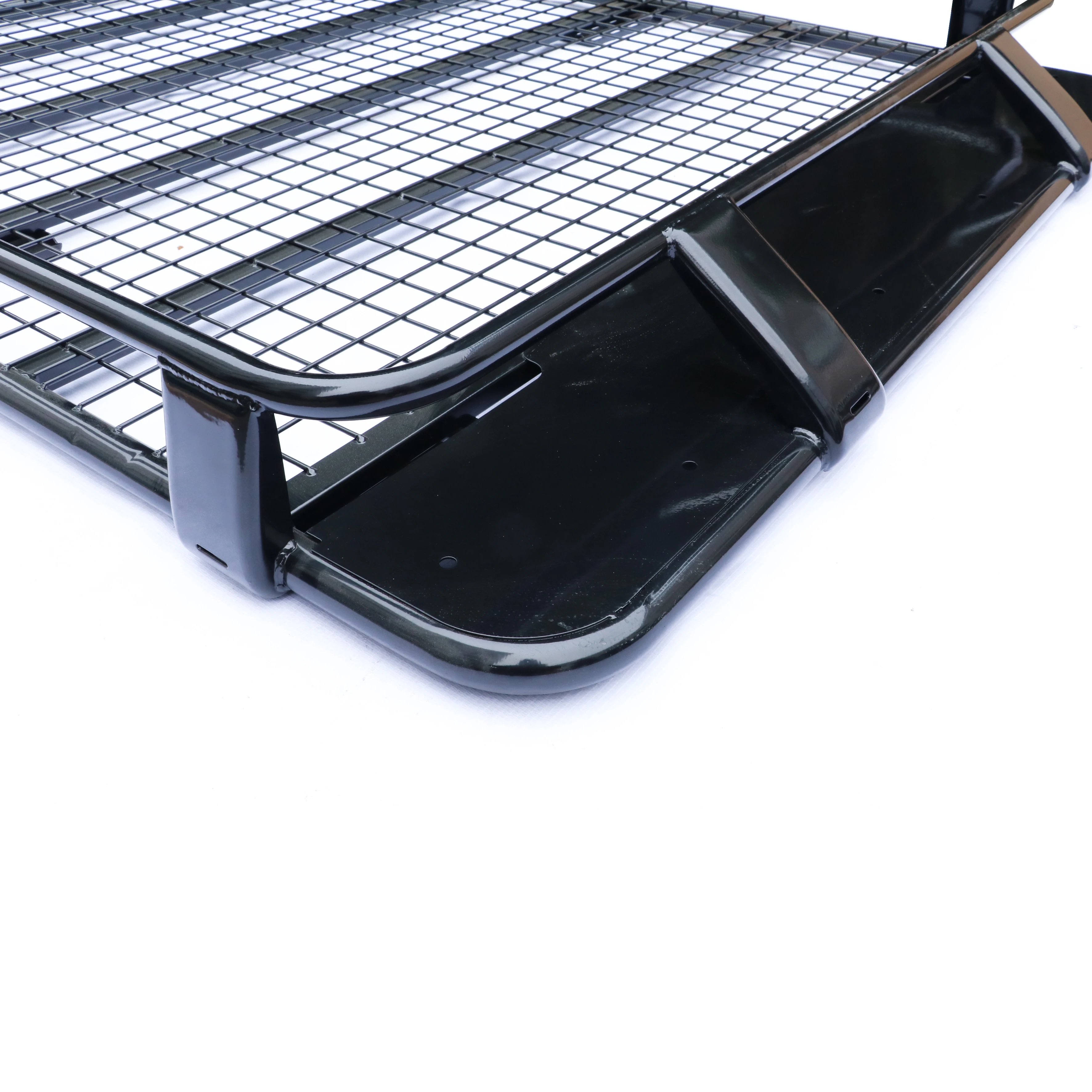 Black Iron Heavy Duty Roof Top Cargo Rack Rain Gutter Mount Universal 4x4 Off-Road Basket Luggage Carrier Mesh Floor 100kg+