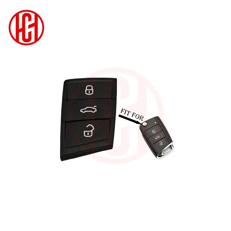 OEM 3 Button Replacement Remote Key Rubber Pad Fob Case For VW Polo Golf 7 Tiguan For Skoda Octavia SEAT Ateca Leon Ibiza Shell
