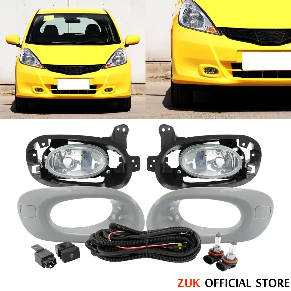 ZUK For Honda Jazz Fit GE 2012-2014 Replacement Fog Lamp Set With Wire Switch Bulb Front Reflector Light Foglight Foglamp Kit